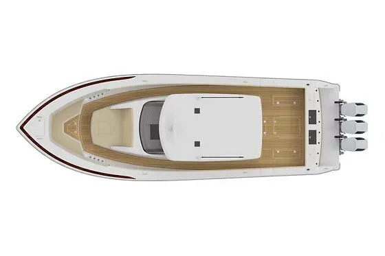 Slide: The Image of Manufacturer Provided Image: Top view of 2026 Ocean Yachts 46 CC boat with triple engines. - 6