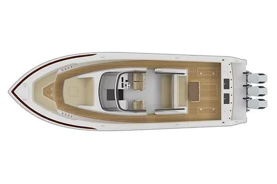 Slide: The Image of Manufacturer Provided Image: Top view of 2026 Ocean Yachts 46 CC boat with spacious deck layout. - 7