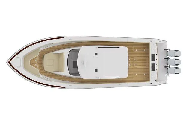 Slide: The Image of Manufacturer Provided Image: Top view of 2026 Ocean Yachts 46 Open boat with triple engines. - 5