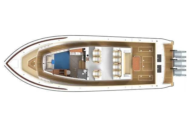 Slide: The Image of Manufacturer Provided Image: Top view of 2026 Ocean Yachts 46 Open, showcasing spacious interior layout and deck design. - 6