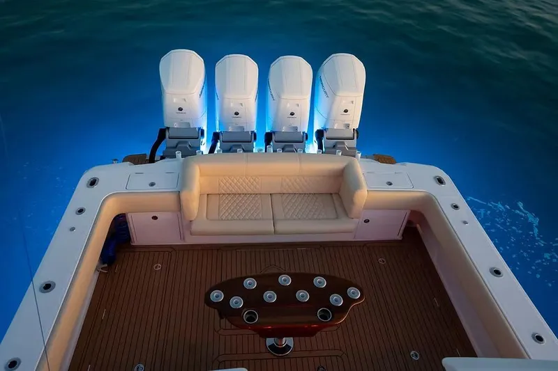 Slide: The Image of Manufacturer Provided Image: Luxurious 2026 Ocean Yachts 52 CC with quad engines and elegant deck seating. - 16