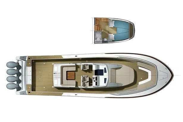 Slide: The Image of Manufacturer Provided Image: Top view of 2026 Ocean Yachts 52 CC boat layout with detailed deck plan. - 17