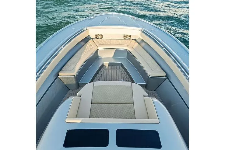 Slide: The Image of Manufacturer Provided Image: Luxurious 2026 Ocean Yachts 52 CC bow seating area with elegant design on calm waters. - 7