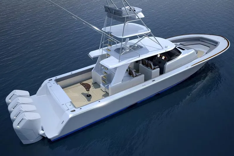 Slide: The Image of Manufacturer Provided Image: 2026 Ocean Yachts 52 Open luxury yacht on calm blue water. - 2