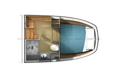 Slide: The Image of Manufacturer Provided Image: Floor plan of 2026 Ocean Yachts 52 Open, featuring cabin and bathroom layout. - 5