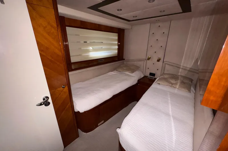 Slide: The Image of Twin cabin interior of 1998 Azimut 85 Ultimate yacht with wooden accents. - 42