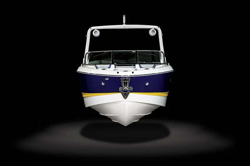 Slide: The Image of Manufacturer Provided Image: 2022 Chaparral 267 SSX OB boat, front view, black background. - 27