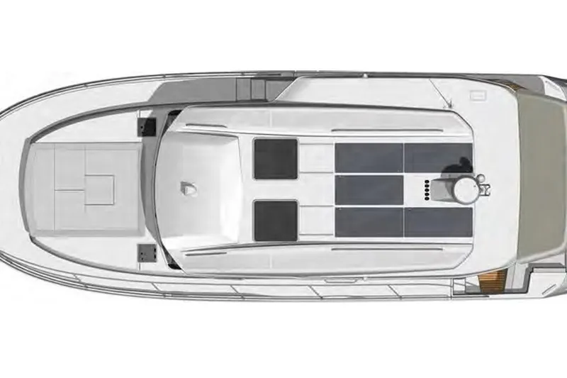 Slide: The Image of Top view of 2024 Beneteau Swift Trawler 41 Sedan, showcasing sleek design and spacious deck. - 18