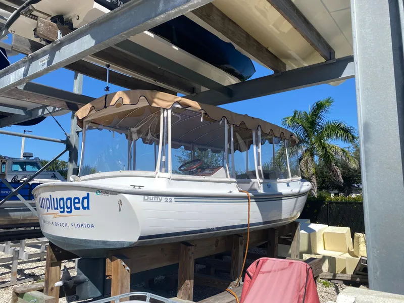Slide: The Image of 2017 Duffy 22 boat on a rack in Florida. - 1