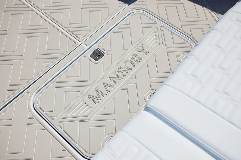 Slide: The Image of Luxury boat flooring with Mansory branding on Midnight Express 52 Vitesse. - 13