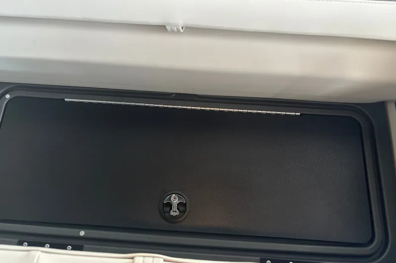 Slide: The Image of Storage compartment on 2026 Sun Tracker Fishin' Barge 22 DLX boat. - 33