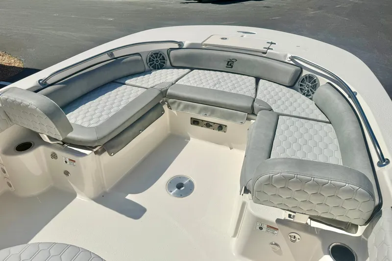 Slide: The Image of 2026 Carolina Skiff 21 Ultra Elite boat with luxurious seating and modern design. - 10