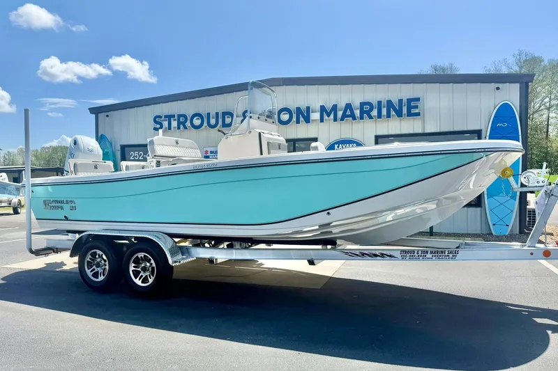 Slide: The Image of 2026 Carolina Skiff 21 Ultra Elite boat on trailer at Stroud Son Marine. - 4
