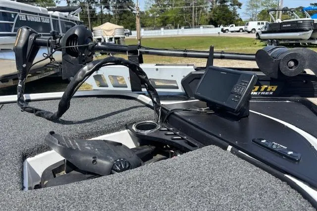 Slide: The Image of 2019 Nitro Z19 boat dashboard with electronic navigation system and controls. - 22