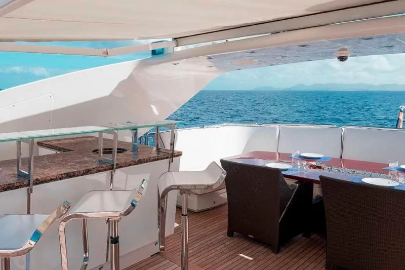 Slide: The Image of Luxurious deck of 2012 Italyachts Leopard yacht with ocean view and elegant seating. - 13