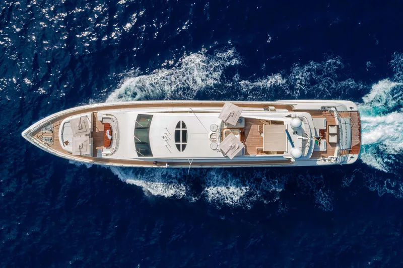 Slide: The Image of Aerial view of 2012 Italyachts Leopard yacht cruising on deep blue sea. - 19