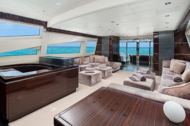 Slide: The Image of Luxurious interior of 2012 Italyachts Leopard yacht with plush seating and ocean view. - 2
