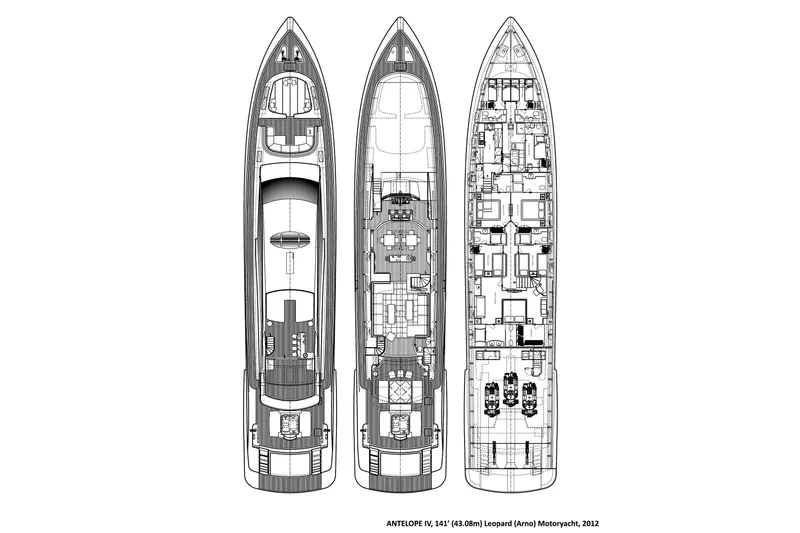 Slide: The Image of Deck plans of 2012 Italyachts Leopard (Arno) motor yacht, showcasing detailed layout. - 20