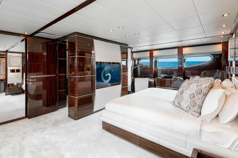 Slide: The Image of Luxurious interior of 2012 Italyachts Leopard yacht with elegant wood finishes and ocean view. - 4