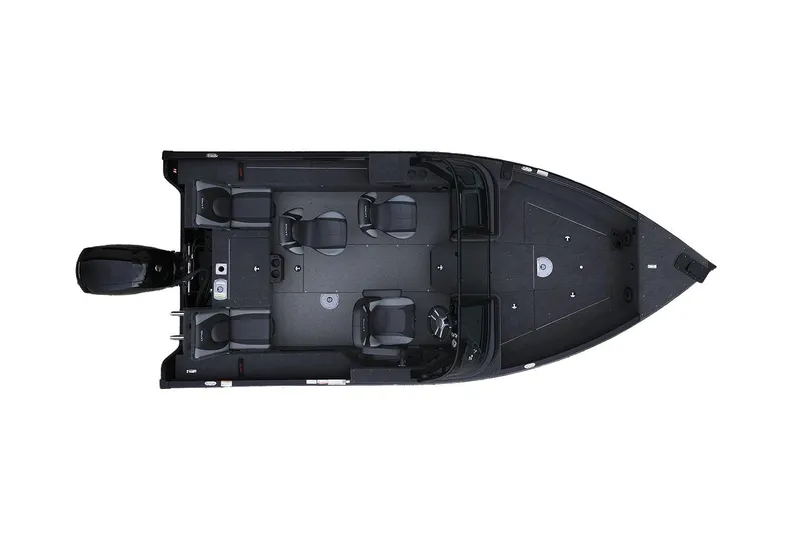 Slide: The Image of 2026 Lund 1875 Impact XS Sport boat with cover, parked outside Crestliner Boats dealership. - 6
