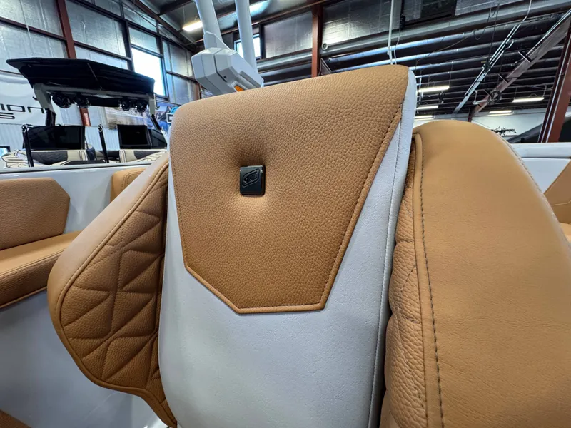 Slide: The Image of Close-up of 2026 Nautique Super Air Nautique GS22 seat detail. - 11