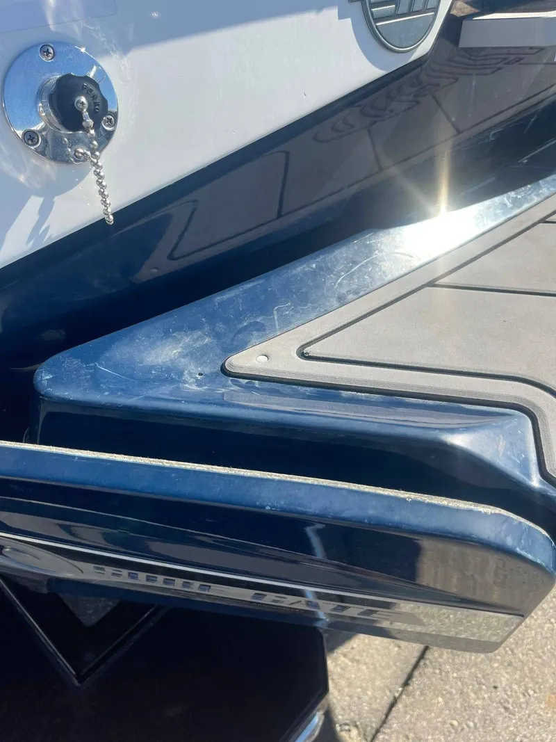 Slide: The Image of Close-up of 2022 Malibu Wakesetter 22 LSV boat stern. - 19