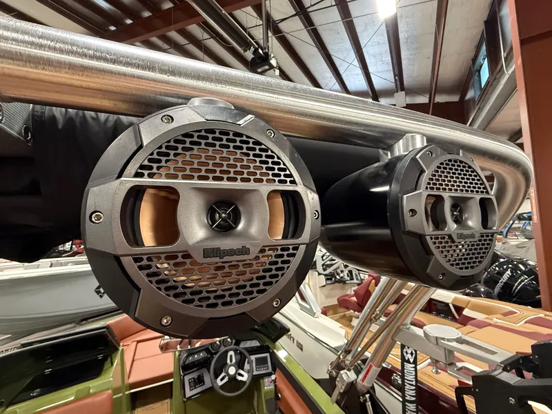 Slide: The Image of MasterCraft NXT23 2025 with Klipsch speakers on boat. - 5