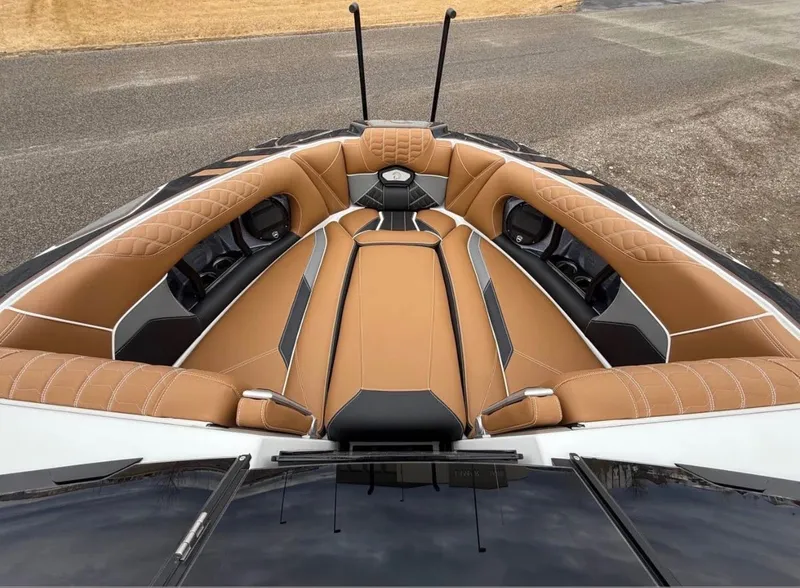 Slide: The Image of Interior of Centurion Ri 265 boat, 2026 model, featuring luxurious leather seating. - 10