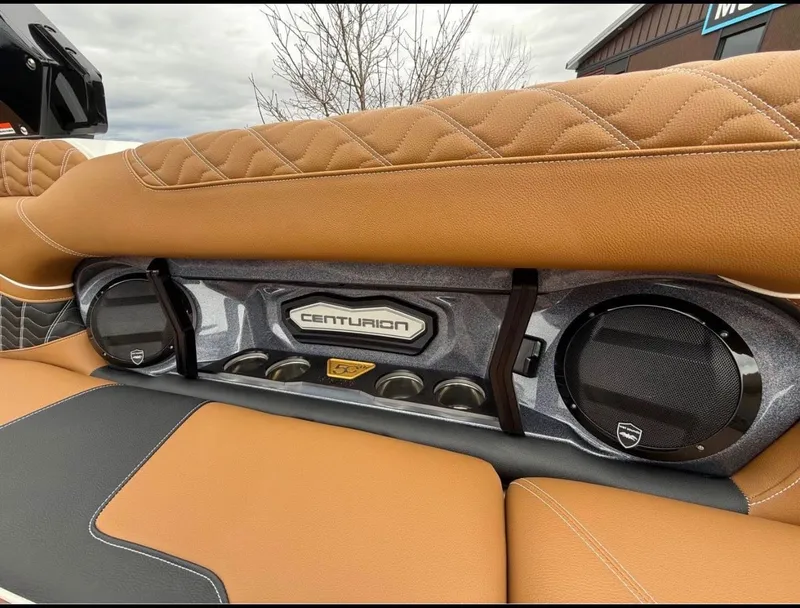 Slide: The Image of Interior of 2026 Centurion Ri 265 with speakers and leather upholstery. - 16