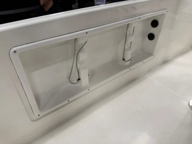 Slide: The Image of Close-up of Bayliner Element F21 boat, model year 2018. - 16