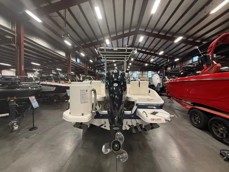 Slide: The Image of 2018 Bayliner Element F21 boat in showroom. - 6