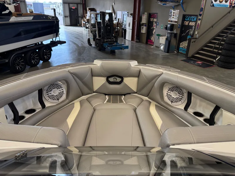 Slide: The Image of Interior of 2023 Centurion Ri230 boat with luxurious seating. - 13