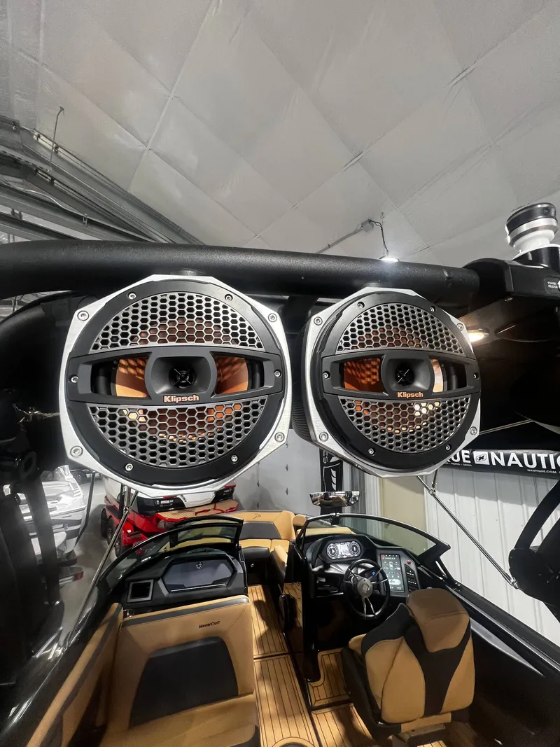 Slide: The Image of 2024 MasterCraft X STAR S with Klipsch speakers in the interior. - 15