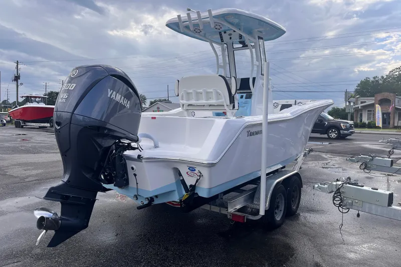Slide: The Image of 2023 Tidewater 232 CC Adventure boat with Yamaha engine on trailer. - 4