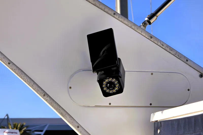 Slide: The Image of Security camera mounted on a 2000 Bayliner 2858 Ciera Command Bridge boat. - 25