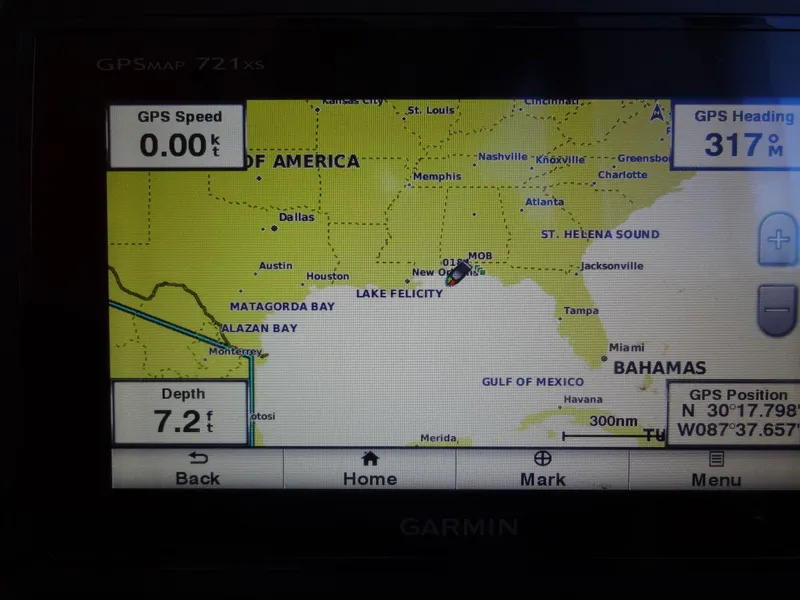 Slide: The Image of Garmin GPS map showing position in Gulf of Mexico, North America. - 23