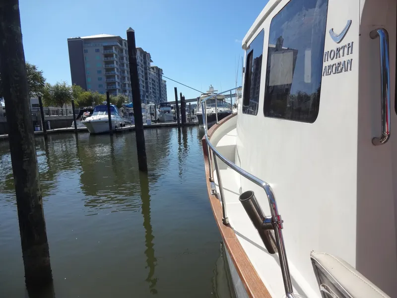 Slide: The Image of North Aegean 30 boat docked in marina, 2016 model. - 37