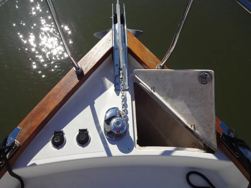 Slide: The Image of Bow of North Aegean 30 boat, anchor chain and storage. - 40