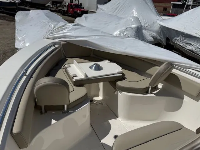 Slide: The Image of Interior view of a 2022 Key West 239 FS boat with seating area. - 5