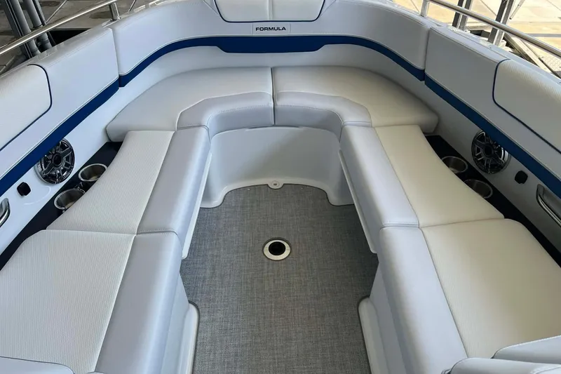 Slide: The Image of Luxurious seating area of 2026 Formula 310 Bowrider I/O boat with modern design. - 25
