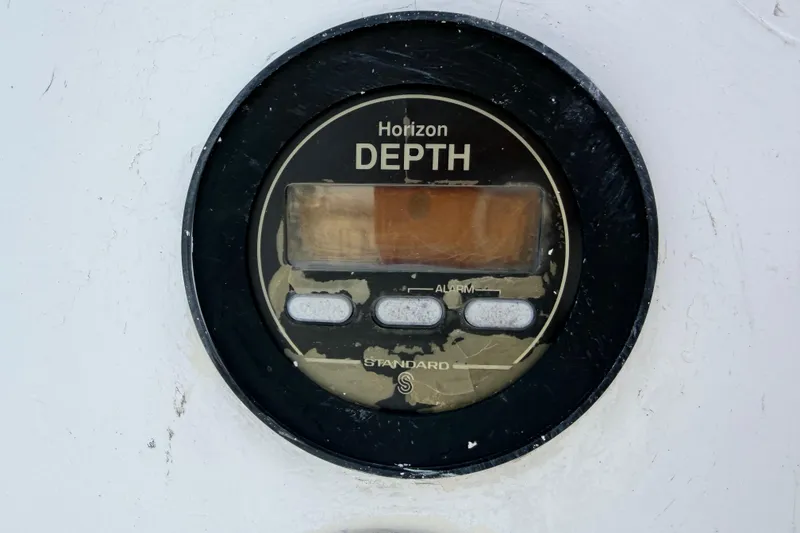 Slide: The Image of Depth gauge on 1980 Hunter 37 Cherubini Cutter sailboat. - 23