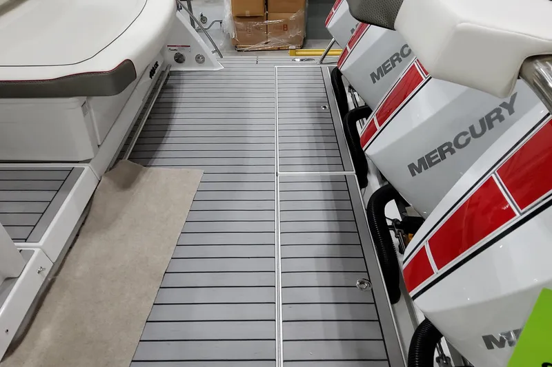 Slide: The Image of 2026 Formula 400 Super Sport Crossover boat deck with Mercury engines. - 6