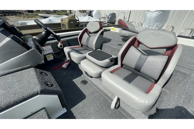 Slide: The Image of Interior of G3 Sportsman 1710 boat, gray seats, modern design. - 9