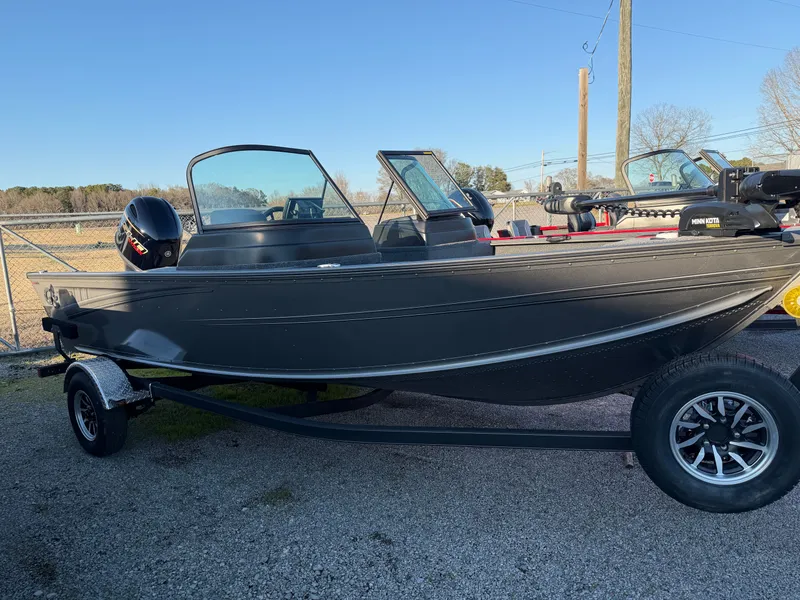 The Image of 2026 G3 Angler V 178 F boat on trailer, side view. - 1