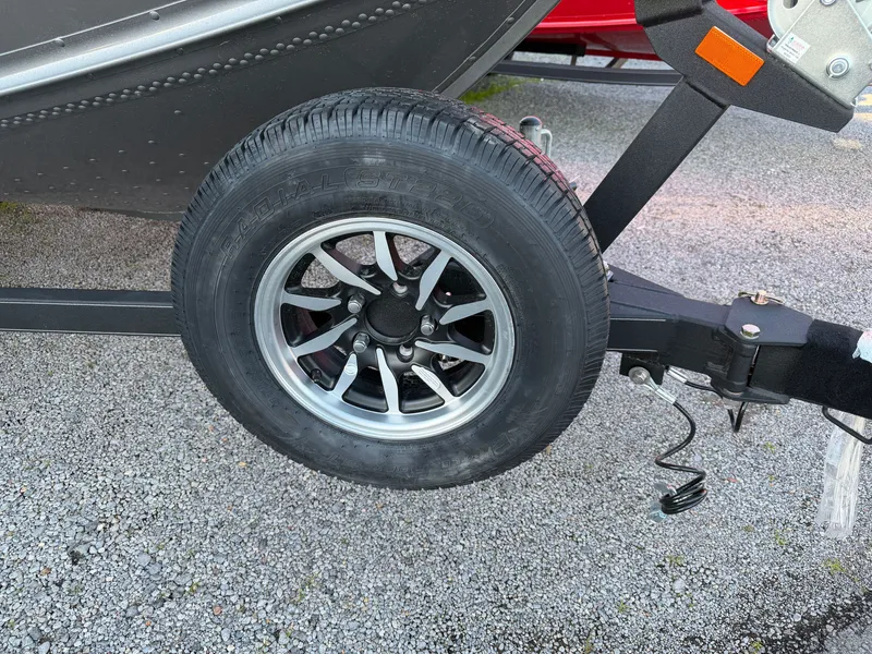 Slide: The Image of Close-up of a boat trailer wheel, G3 Angler V 178 F, 2026 model. - 19