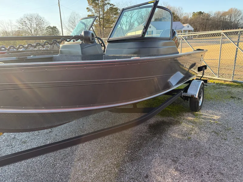 Slide: The Image of 2026 G3 Angler V 178 F boat on trailer outdoors. - 7