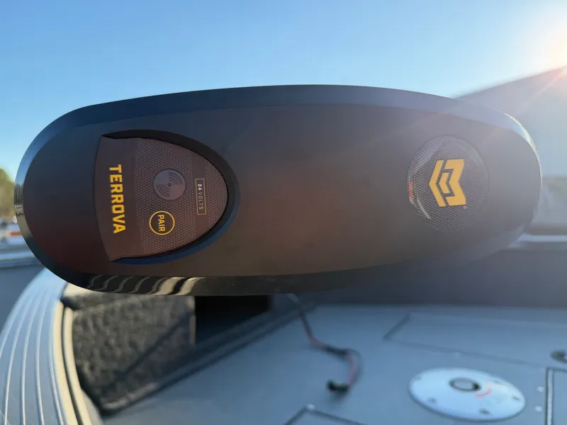 Slide: The Image of Close-up of a Terrova motor on a G3 Angler V 178 F boat. - 8