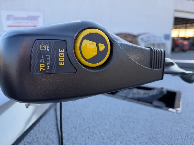 Slide: The Image of Close-up of a 70 lbs thrust Edge control unit on a G3 boat. - 11
