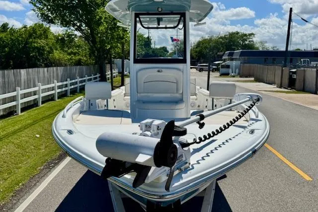 Slide: The Image of 2022 Sea Hunt BX 25 FS boat on road, featuring sleek design and advanced equipment. - 6
