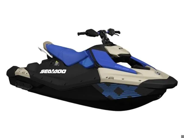 The Image of 2025 Sea-Doo Spark Trixx for 3, blue and black, side view. - 1